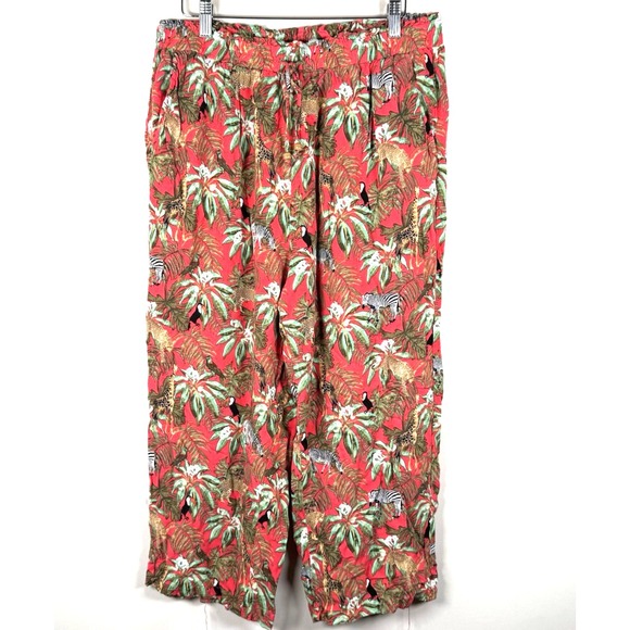 Pants - Jane & Delancey Pants XL‎ High Rise Wide Leg Jungle Tropical Flowy Resort NEW
